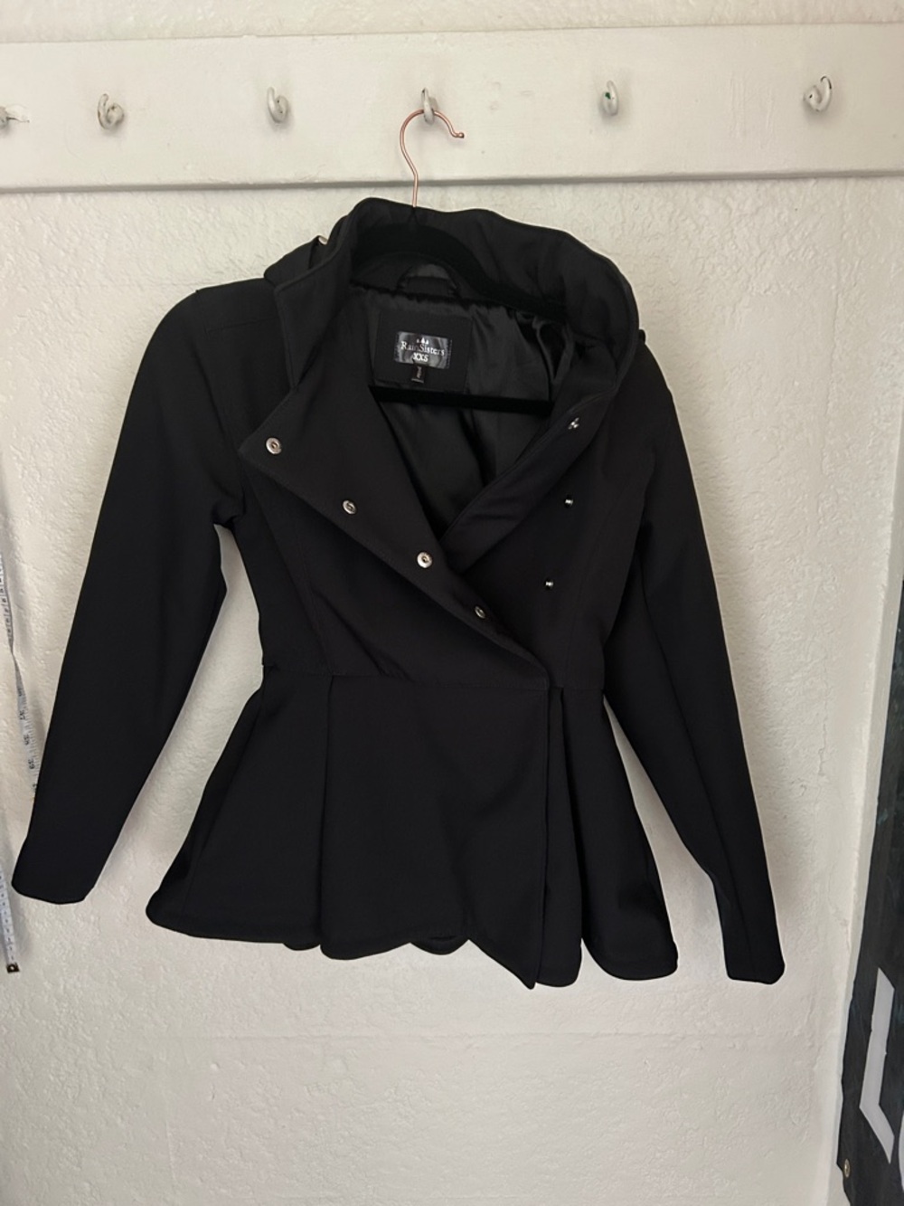 Women's Black Asymmetrical Peplum Blazer Jacket